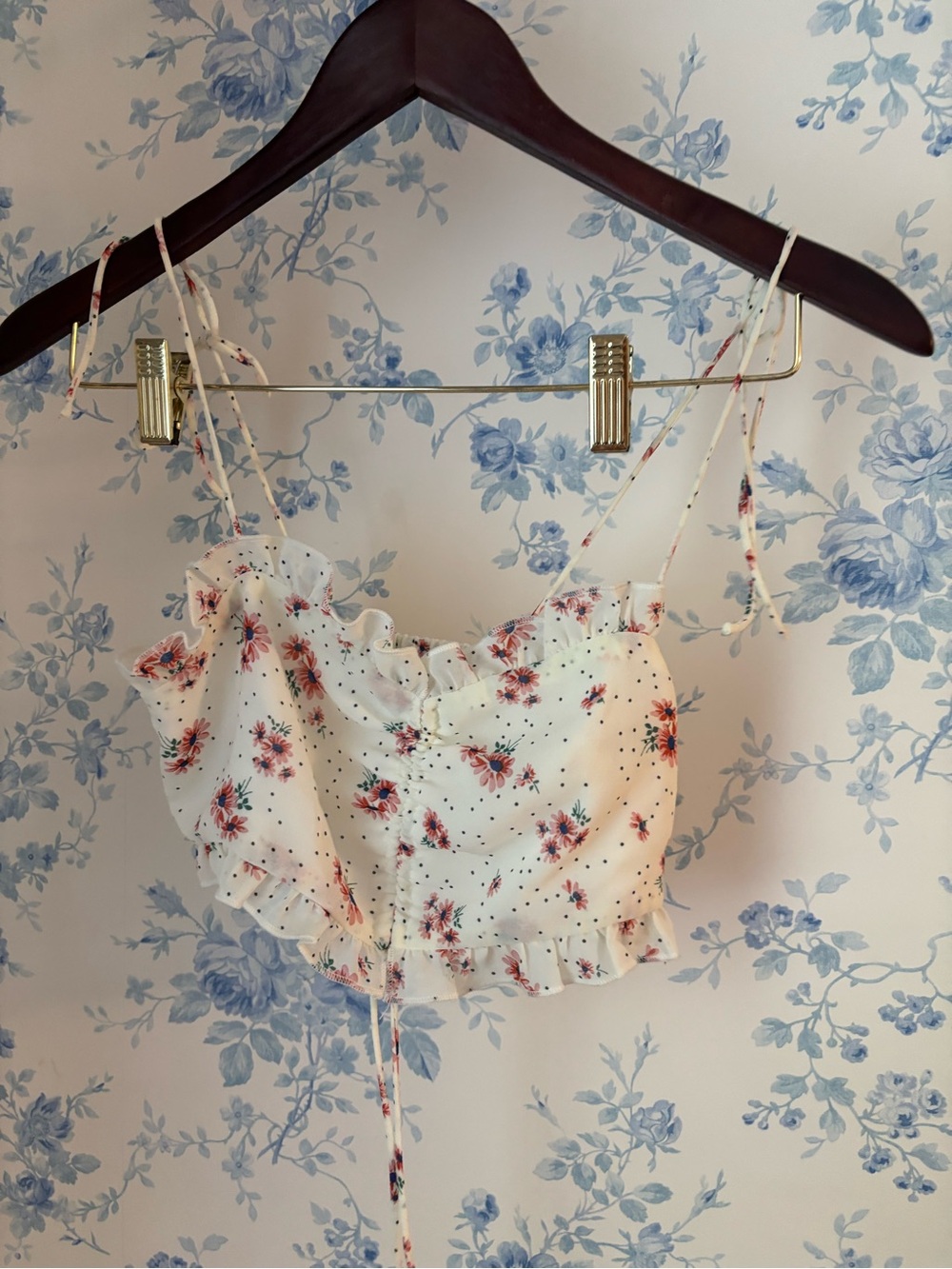 Princess Polly Cream Floral Ruffle Cami